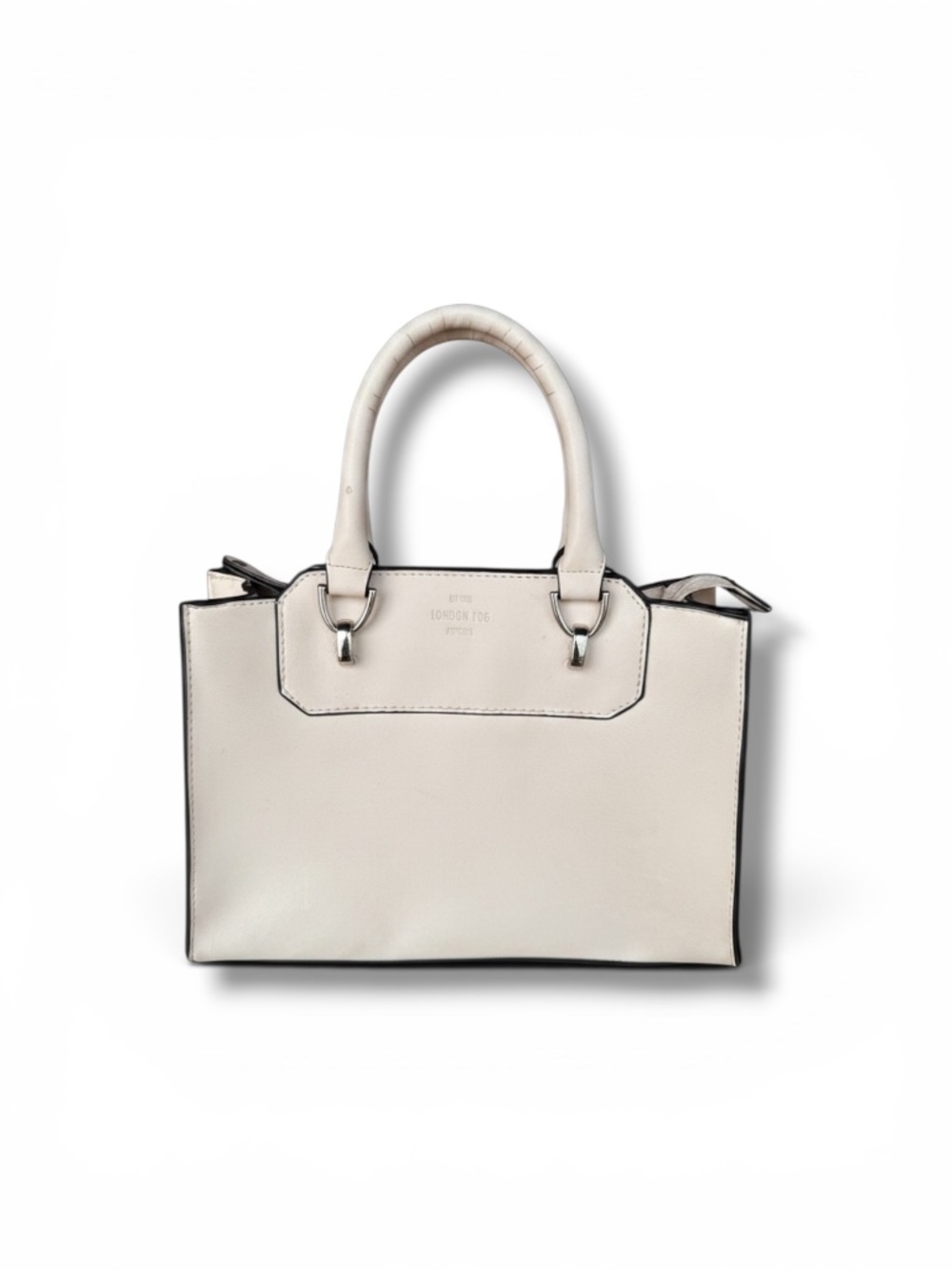 London Fog Structured Ivory Satchel Top Handle Shoulder Bag EUC
